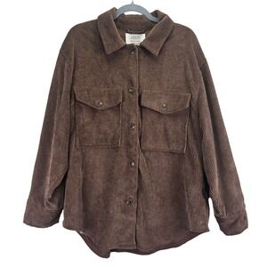 Ashley by 26 International Womens Corduroy Utility Brown Shirt Large Western‎
